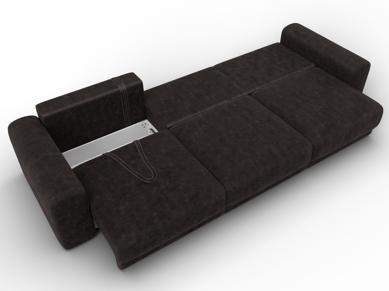 Диван прямой Лига-056 НПБ Лонг, Велюр, BRUT 17 коричневый