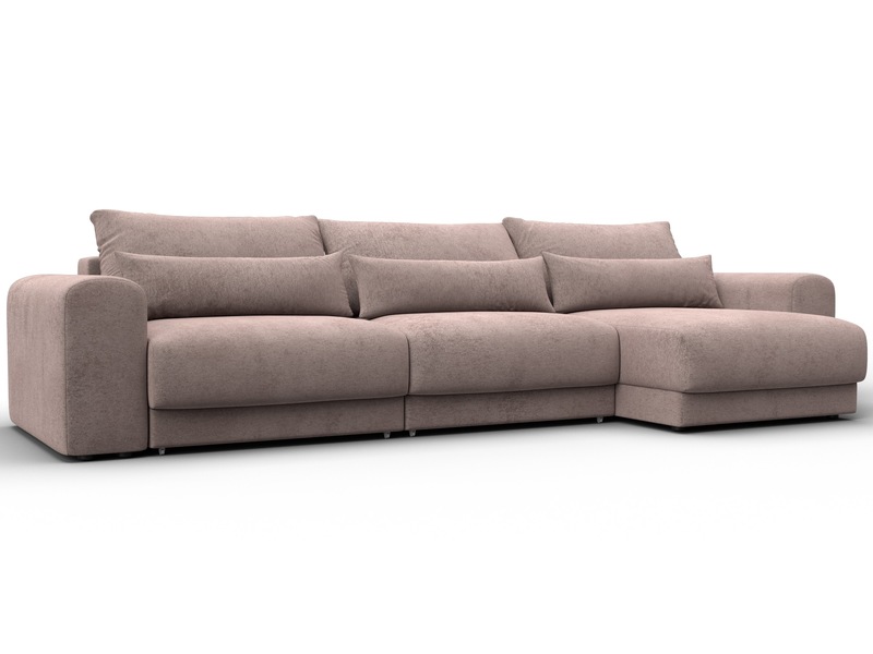 Диван угловой Лига-056 НПБ Лонг угол универсальный, Велюр, TOWER 05 бежевый