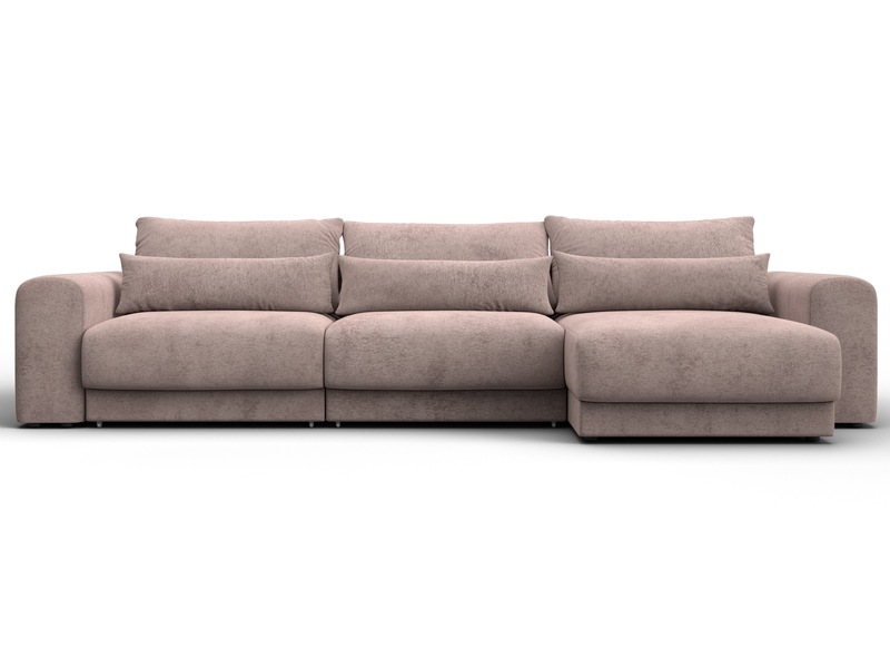 Диван угловой Лига-056 НПБ Лонг угол универсальный, Велюр, TOWER 05 бежевый