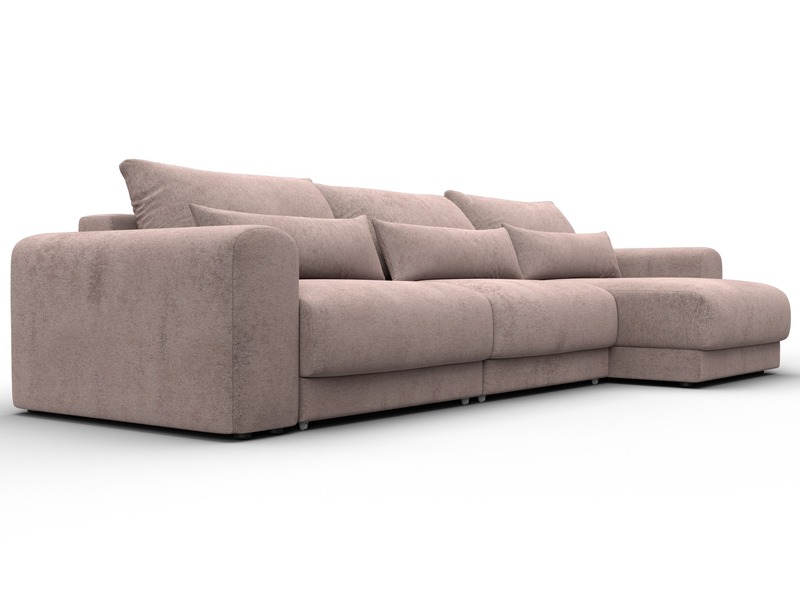 Диван угловой Лига-056 НПБ Лонг угол универсальный, Велюр, TOWER 05 бежевый