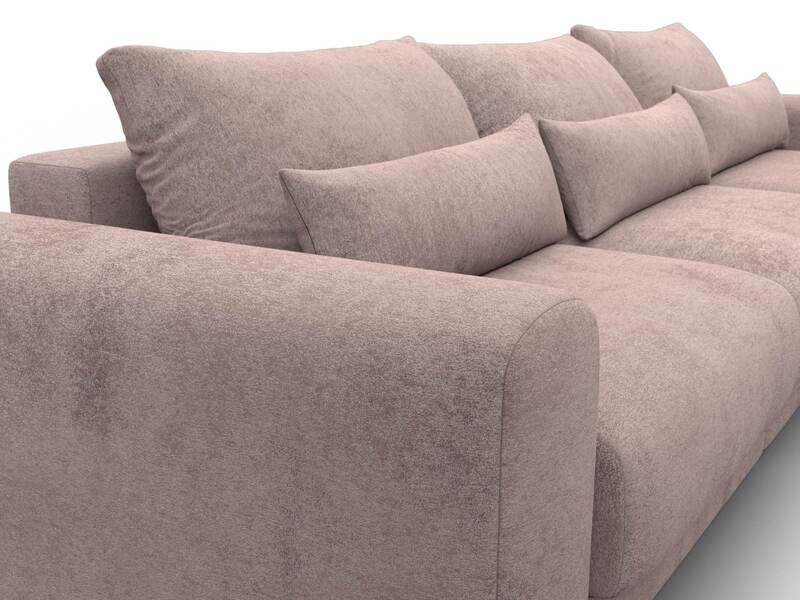 Диван угловой Лига-056 НПБ Лонг угол универсальный, Велюр, TOWER 05 бежевый