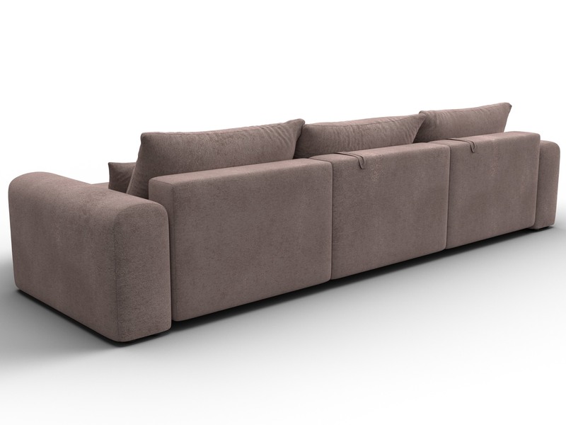 Диван угловой Лига-056 НПБ Лонг угол универсальный, Велюр, TOWER 05 бежевый