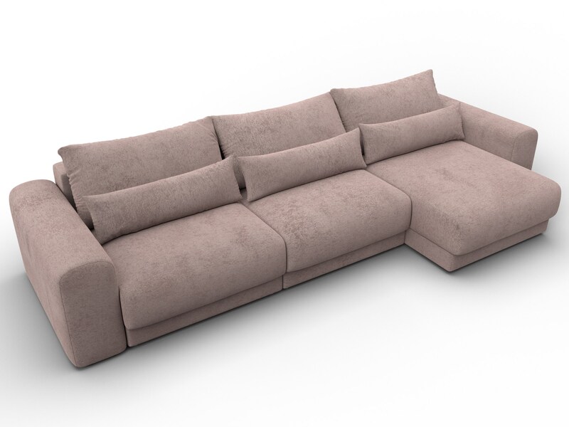 Диван угловой Лига-056 НПБ Лонг угол универсальный, Велюр, TOWER 05 бежевый