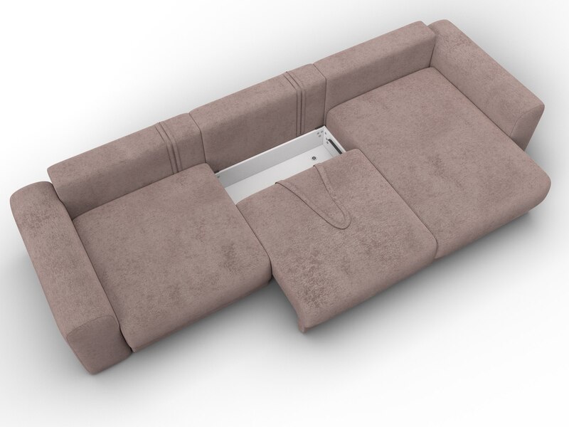 Диван угловой Лига-056 НПБ Лонг угол универсальный, Велюр, TOWER 05 бежевый