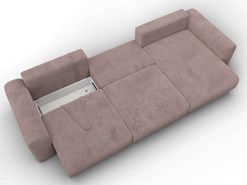 Диван угловой Лига-056 НПБ Лонг угол универсальный, Велюр, TOWER 05 бежевый