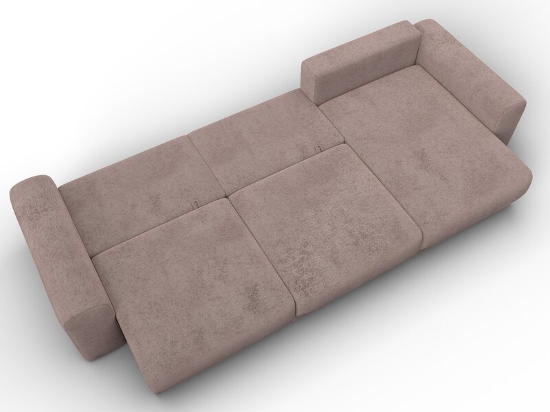 Диван угловой Лига-056 НПБ Лонг угол универсальный, Велюр, TOWER 05 бежевый