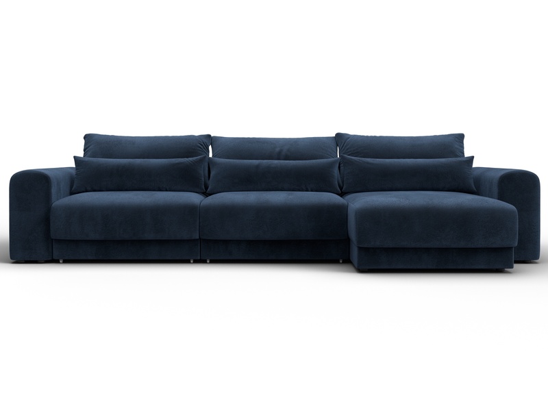 Диван угловой Лига-056 НПБ Лонг угол универсальный, Велюр, TOWER 13 синий
