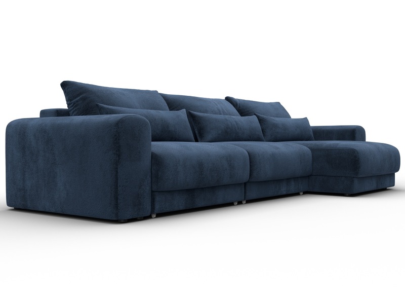 Диван угловой Лига-056 НПБ Лонг угол универсальный, Велюр, TOWER 13 синий