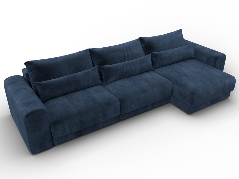 Диван угловой Лига-056 НПБ Лонг угол универсальный, Велюр, TOWER 13 синий