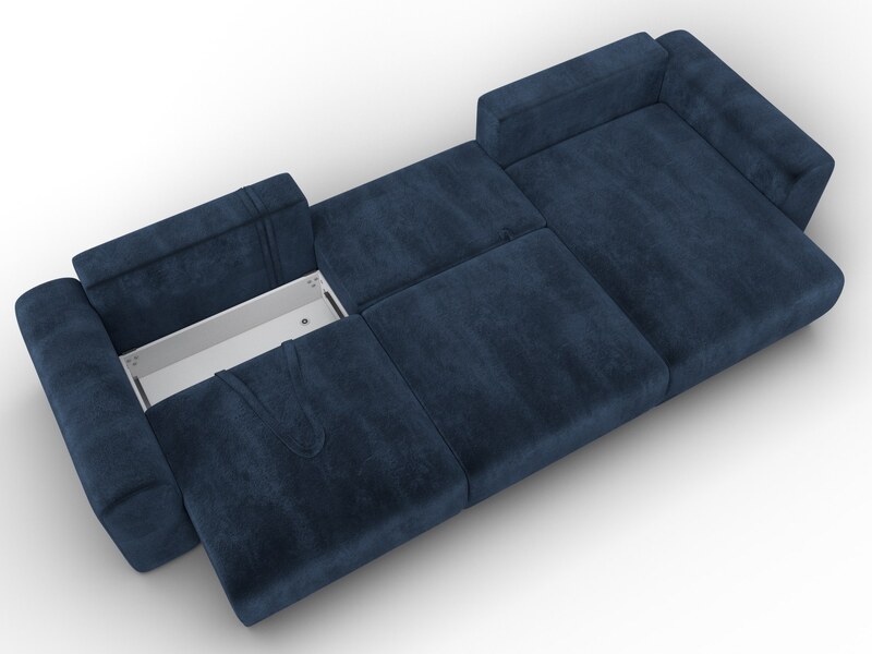 Диван угловой Лига-056 НПБ Лонг угол универсальный, Велюр, TOWER 13 синий