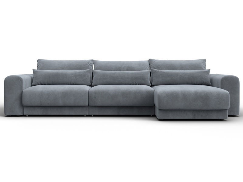 Диван угловой Лига-056 НПБ Лонг угол универсальный, Велюр, TOWER 10 серый