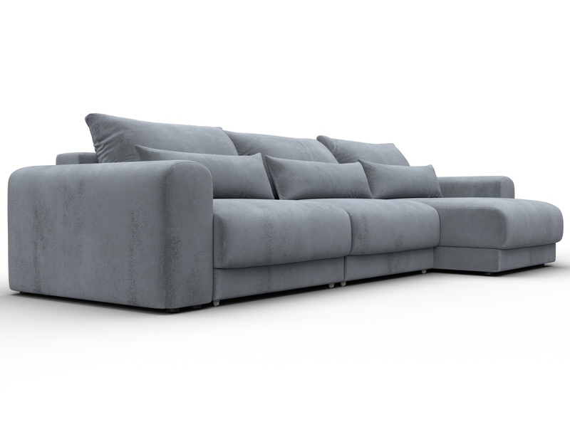 Диван угловой Лига-056 НПБ Лонг угол универсальный, Велюр, TOWER 10 серый