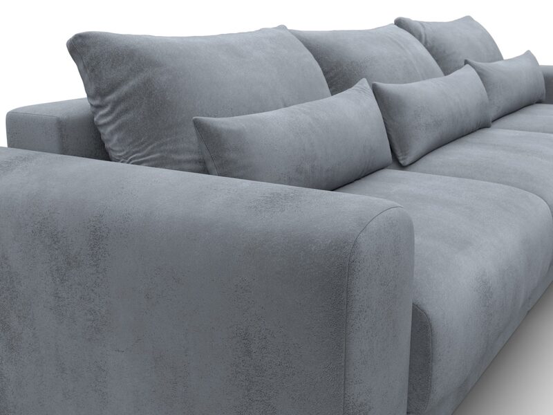 Диван угловой Лига-056 НПБ Лонг угол универсальный, Велюр, TOWER 10 серый