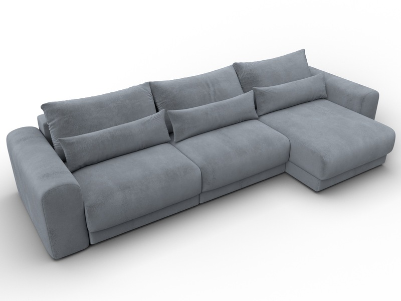 Диван угловой Лига-056 НПБ Лонг угол универсальный, Велюр, TOWER 10 серый