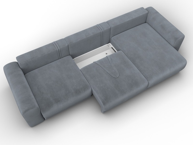 Диван угловой Лига-056 НПБ Лонг угол универсальный, Велюр, TOWER 10 серый