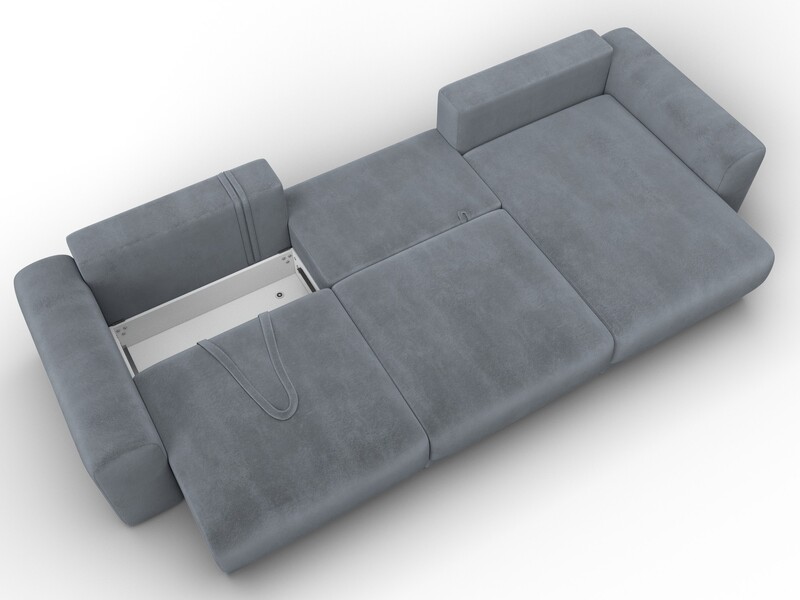 Диван угловой Лига-056 НПБ Лонг угол универсальный, Велюр, TOWER 10 серый
