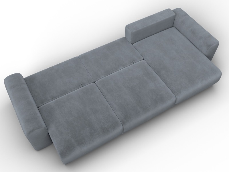 Диван угловой Лига-056 НПБ Лонг угол универсальный, Велюр, TOWER 10 серый