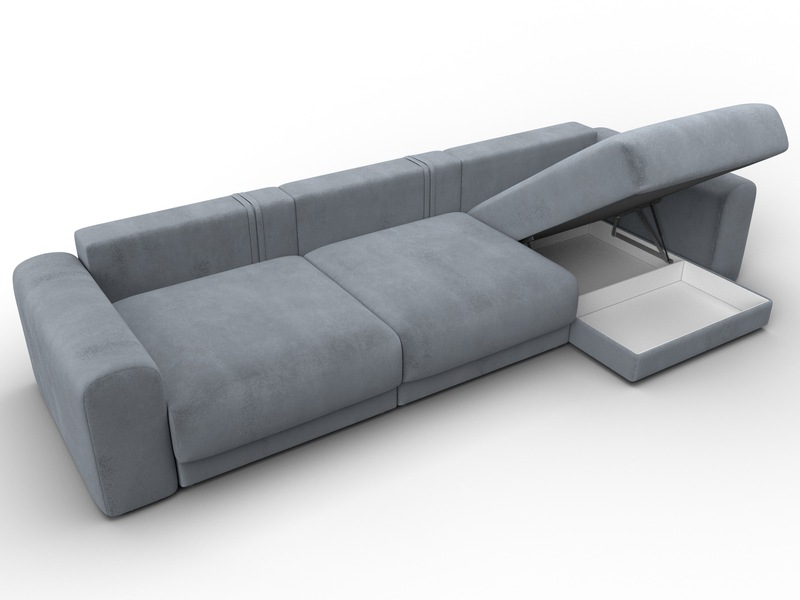 Диван угловой Лига-056 НПБ Лонг угол универсальный, Велюр, TOWER 10 серый
