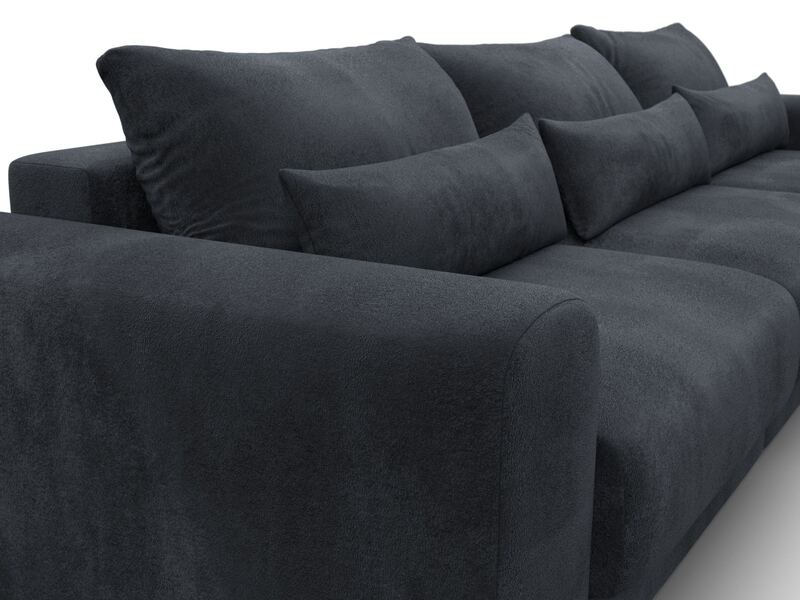 Диван угловой Лига-056 НПБ Лонг угол универсальный, Велюр, TOWER 11 темно-серый