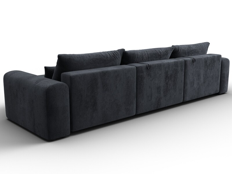 Диван угловой Лига-056 НПБ Лонг угол универсальный, Велюр, TOWER 11 темно-серый