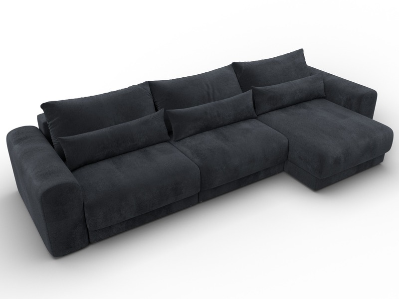 Диван угловой Лига-056 НПБ Лонг угол универсальный, Велюр, TOWER 11 темно-серый