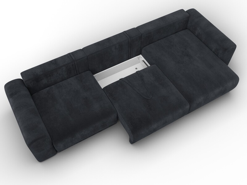 Диван угловой Лига-056 НПБ Лонг угол универсальный, Велюр, TOWER 11 темно-серый