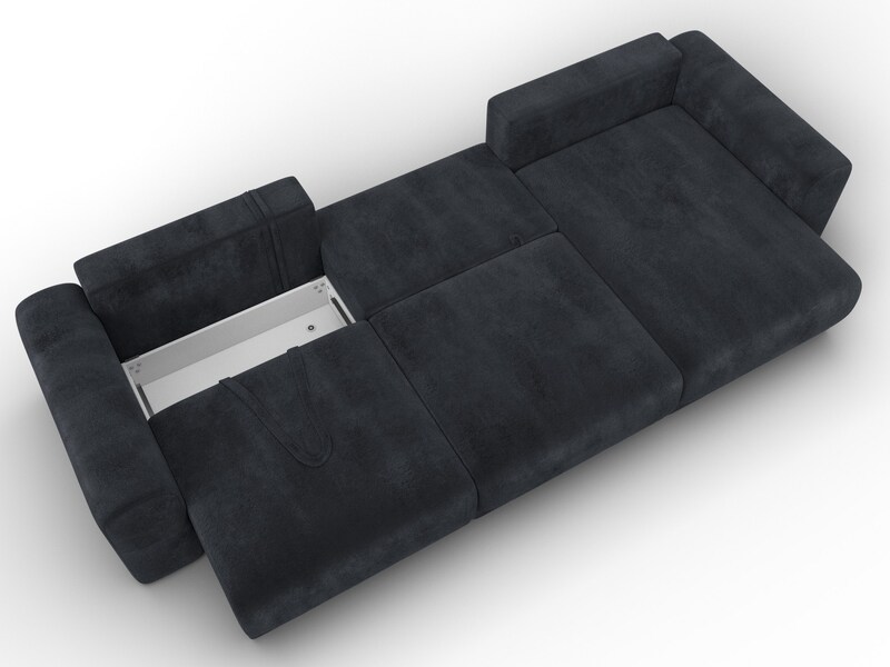 Диван угловой Лига-056 НПБ Лонг угол универсальный, Велюр, TOWER 11 темно-серый