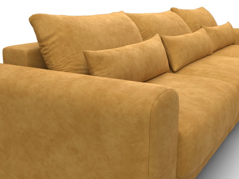 Диван угловой Лига-056 НПБ Лонг угол универсальный, Велюр, BRUT 10 желтый