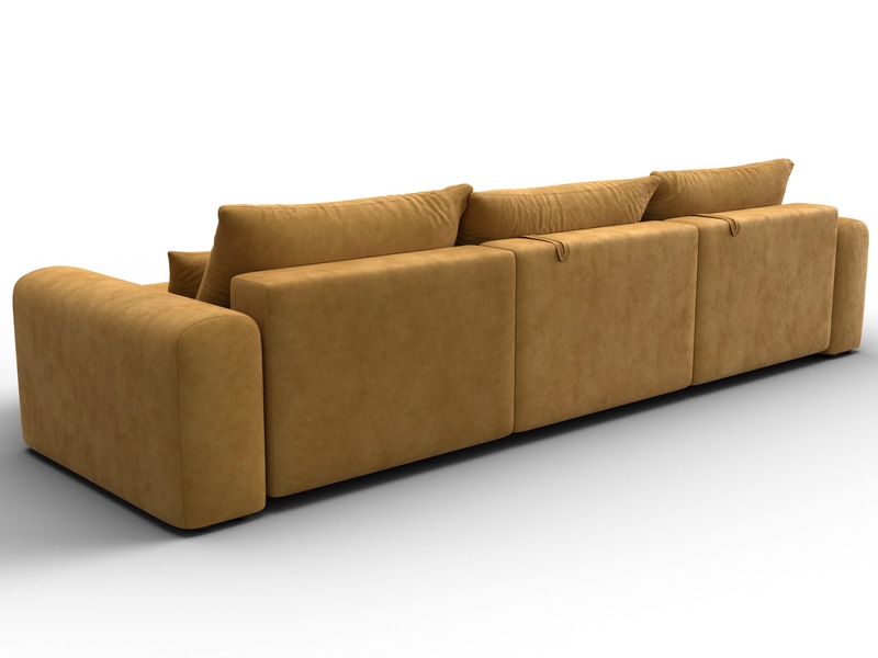 Диван угловой Лига-056 НПБ Лонг угол универсальный, Велюр, BRUT 10 желтый