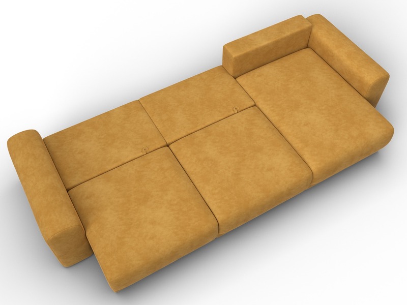 Диван угловой Лига-056 НПБ Лонг угол универсальный, Велюр, BRUT 10 желтый