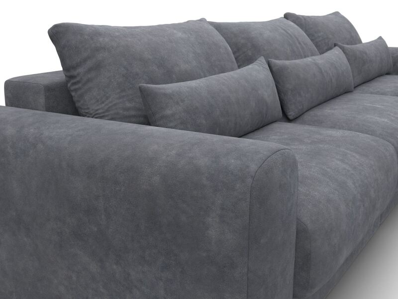 Диван угловой Лига-056 НПБ Лонг угол универсальный, Велюр, BRUT 16 темно-серый