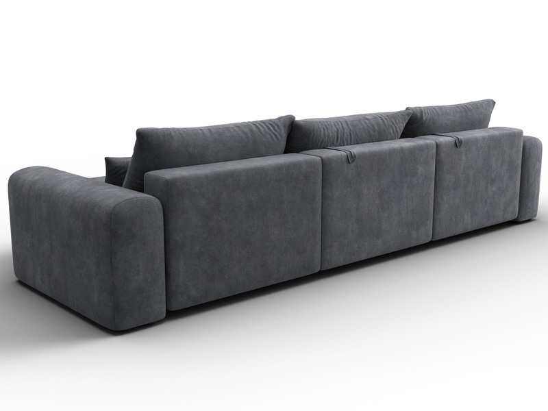 Диван угловой Лига-056 НПБ Лонг угол универсальный, Велюр, BRUT 16 темно-серый