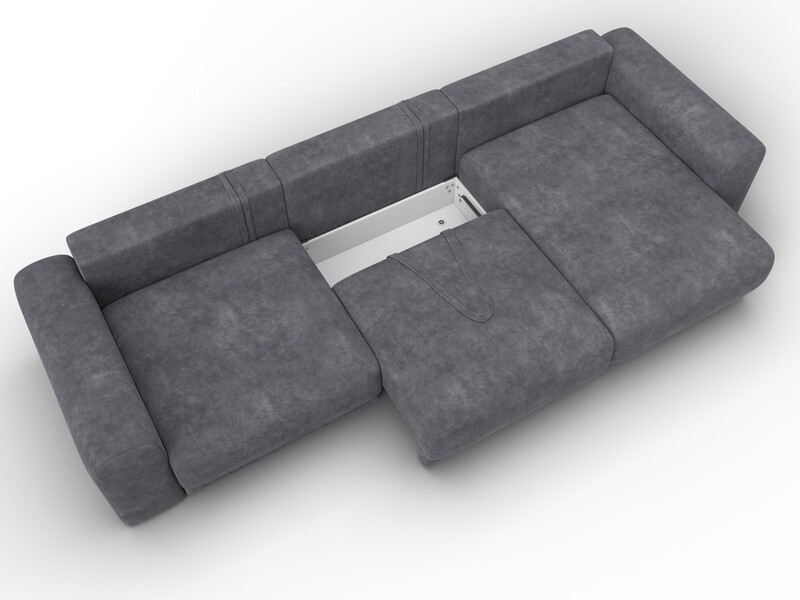 Диван угловой Лига-056 НПБ Лонг угол универсальный, Велюр, BRUT 16 темно-серый