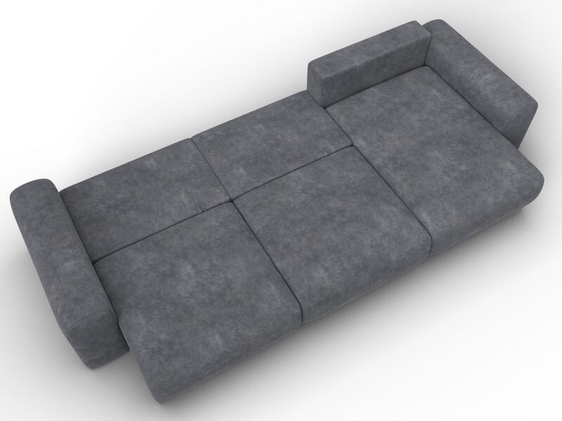 Диван угловой Лига-056 НПБ Лонг угол универсальный, Велюр, BRUT 16 темно-серый