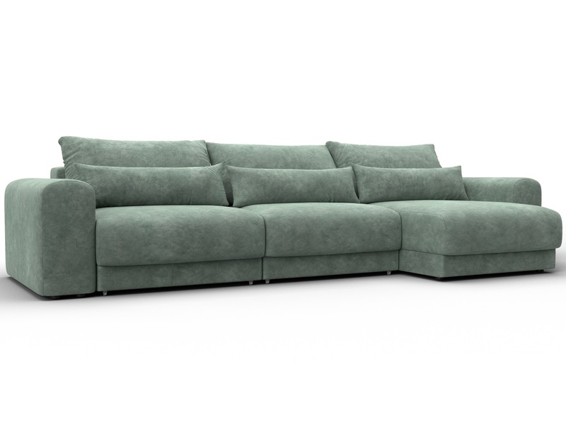 Диван угловой Лига-056 НПБ Лонг угол универсальный, Велюр, BRUT 08 зеленый