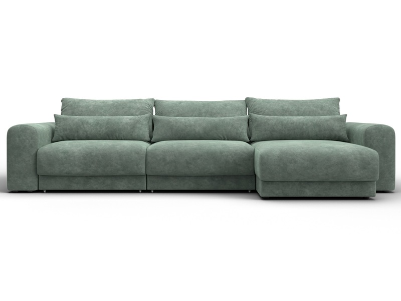 Диван угловой Лига-056 НПБ Лонг угол универсальный, Велюр, BRUT 08 зеленый