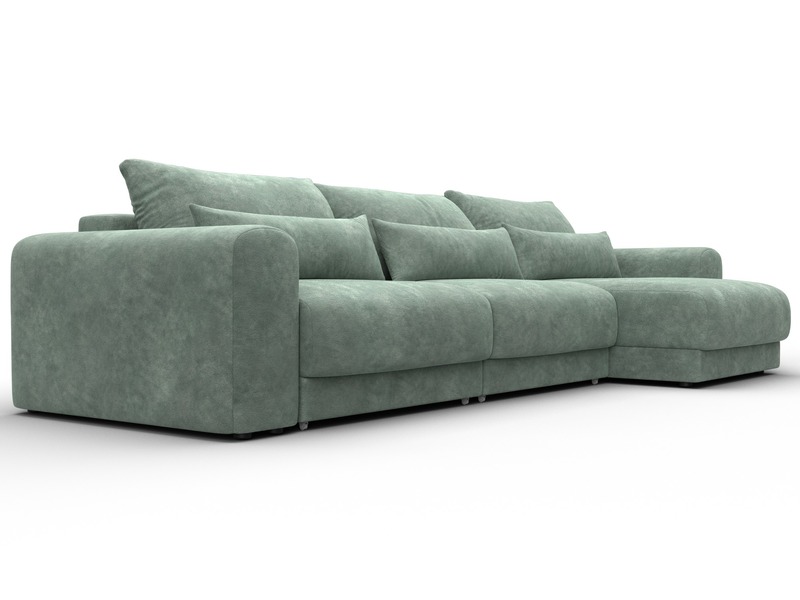 Диван угловой Лига-056 НПБ Лонг угол универсальный, Велюр, BRUT 08 зеленый