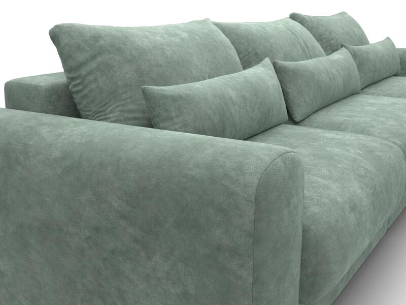 Диван угловой Лига-056 НПБ Лонг угол универсальный, Велюр, BRUT 08 зеленый