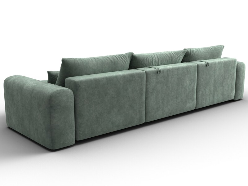 Диван угловой Лига-056 НПБ Лонг угол универсальный, Велюр, BRUT 08 зеленый