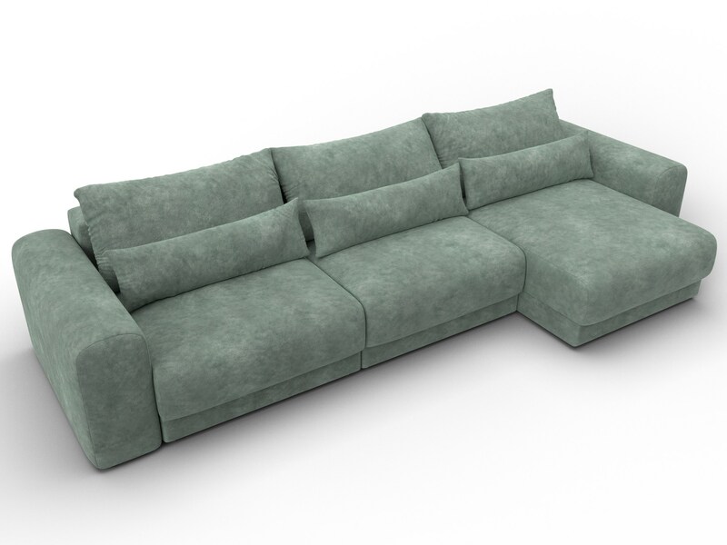 Диван угловой Лига-056 НПБ Лонг угол универсальный, Велюр, BRUT 08 зеленый
