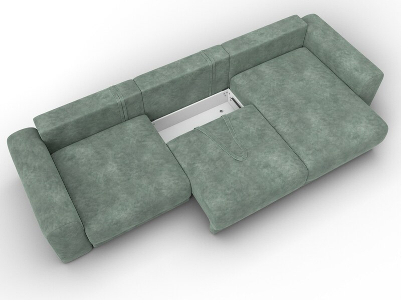 Диван угловой Лига-056 НПБ Лонг угол универсальный, Велюр, BRUT 08 зеленый