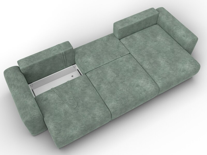 Диван угловой Лига-056 НПБ Лонг угол универсальный, Велюр, BRUT 08 зеленый