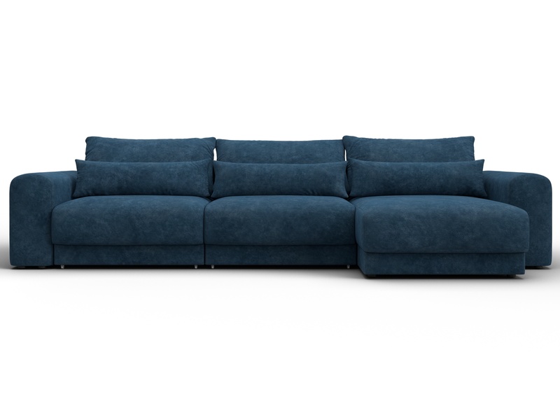 Диван угловой Лига-056 НПБ Лонг угол универсальный, Велюр, BRUT 11 синий