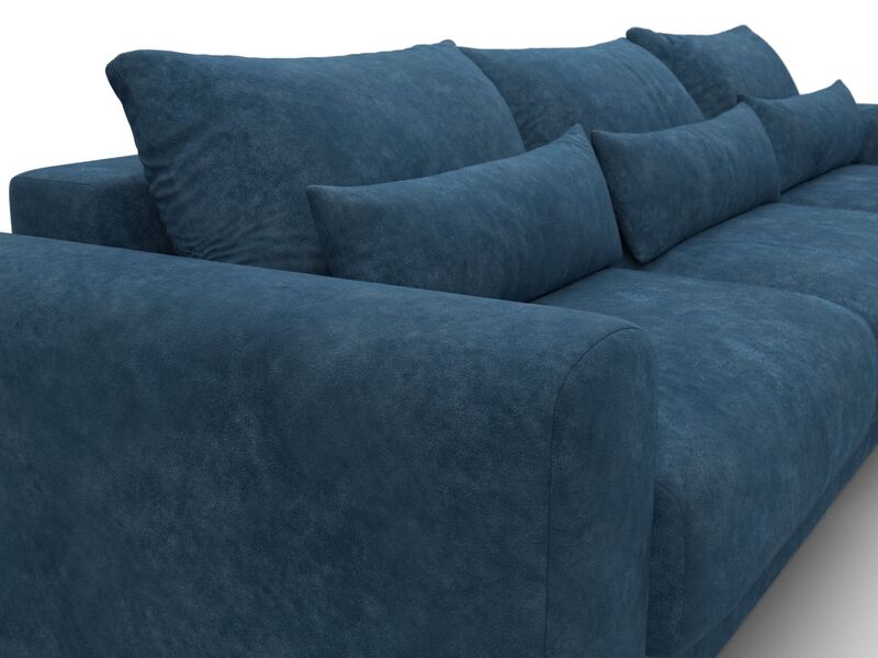 Диван угловой Лига-056 НПБ Лонг угол универсальный, Велюр, BRUT 11 синий