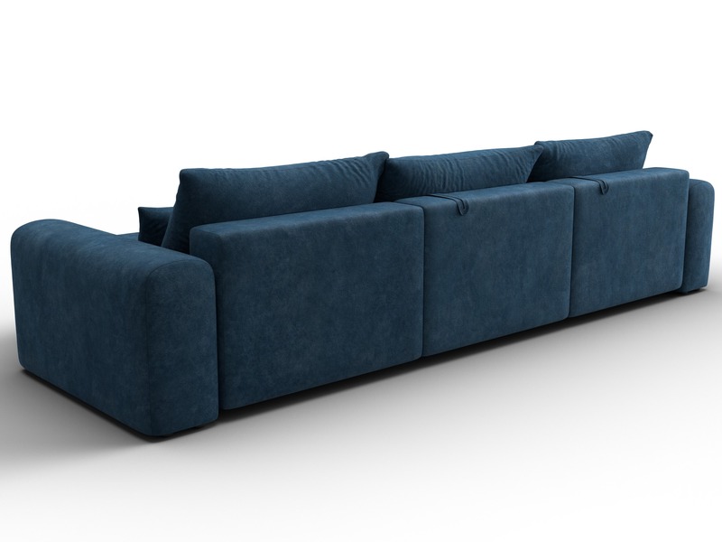 Диван угловой Лига-056 НПБ Лонг угол универсальный, Велюр, BRUT 11 синий