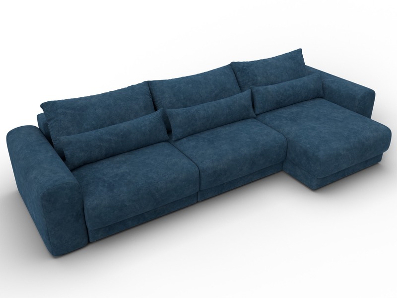 Диван угловой Лига-056 НПБ Лонг угол универсальный, Велюр, BRUT 11 синий