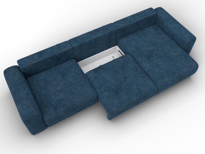 Диван угловой Лига-056 НПБ Лонг угол универсальный, Велюр, BRUT 11 синий