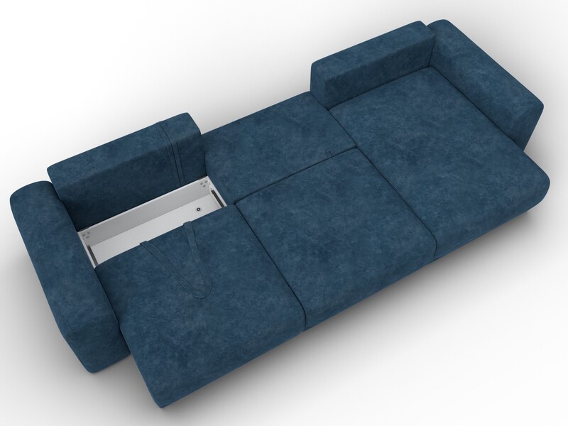 Диван угловой Лига-056 НПБ Лонг угол универсальный, Велюр, BRUT 11 синий
