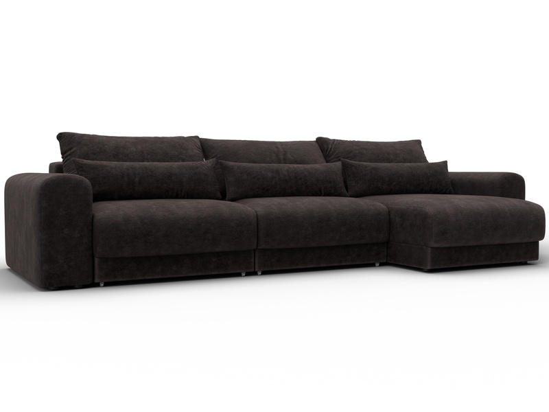 Диван угловой Лига-056 НПБ Лонг угол универсальный, Велюр, BRUT 17 коричневый