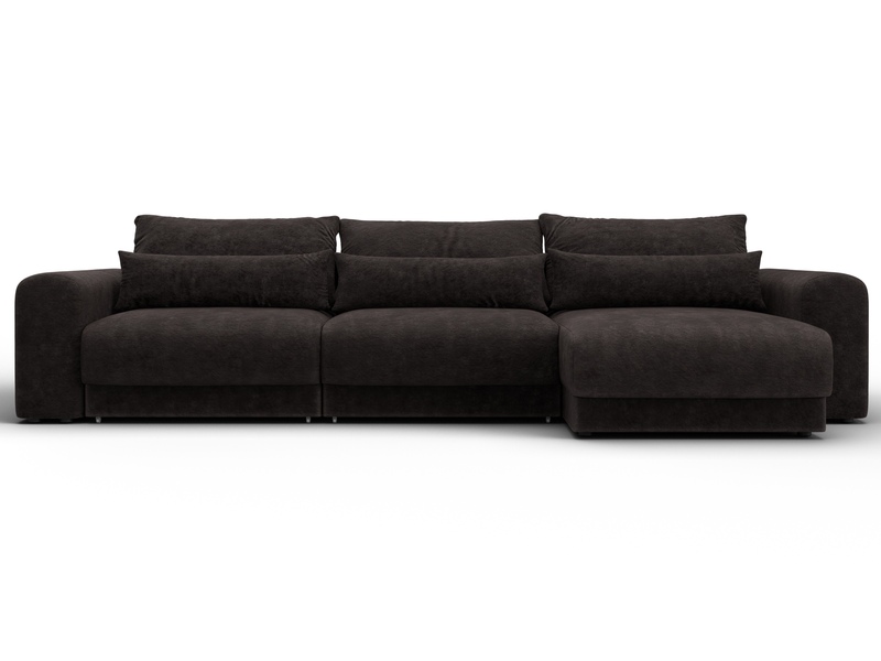 Диван угловой Лига-056 НПБ Лонг угол универсальный, Велюр, BRUT 17 коричневый